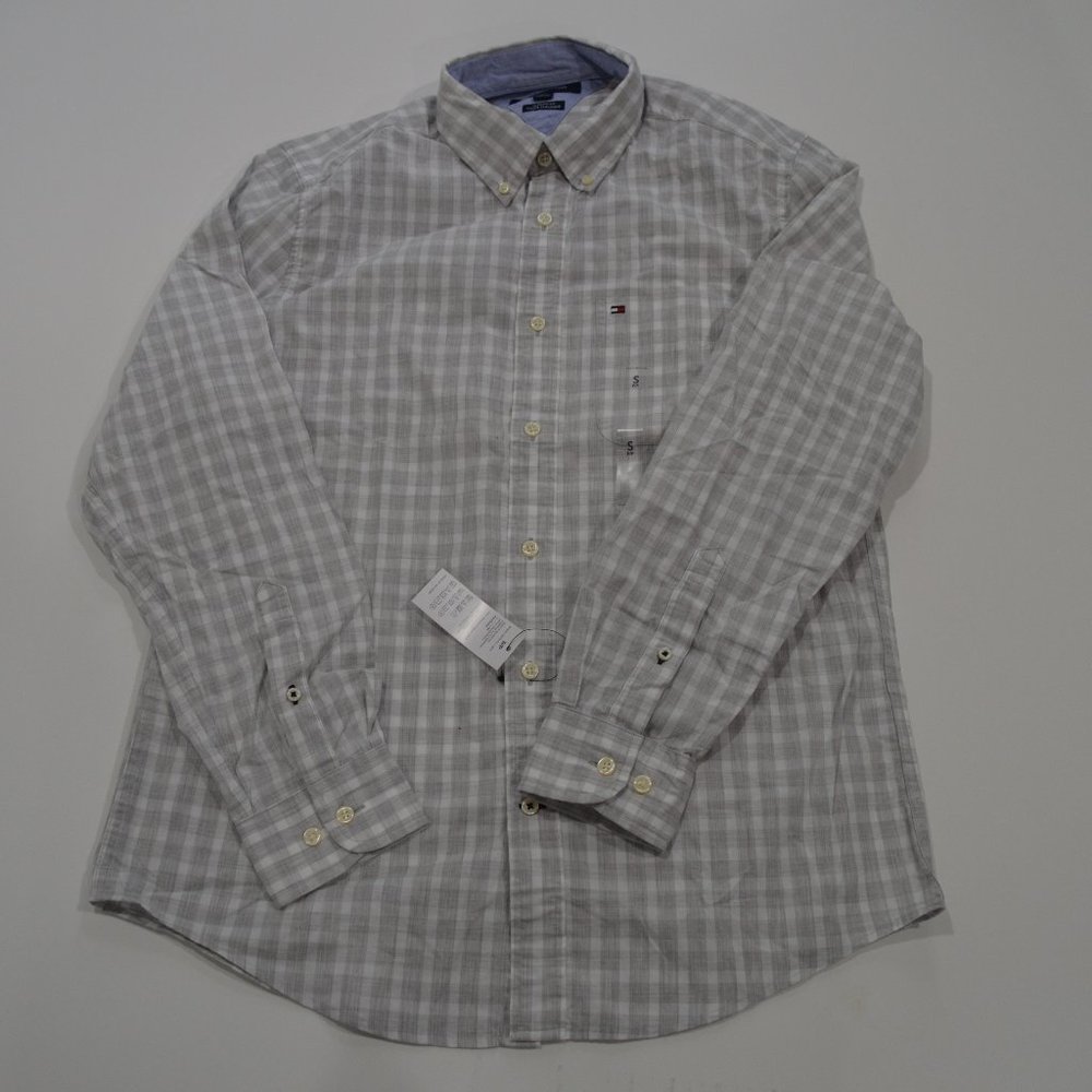 TOMMY HILFIGER CLASSIC FIT  SHIRT Color Gray, White Size S (New)